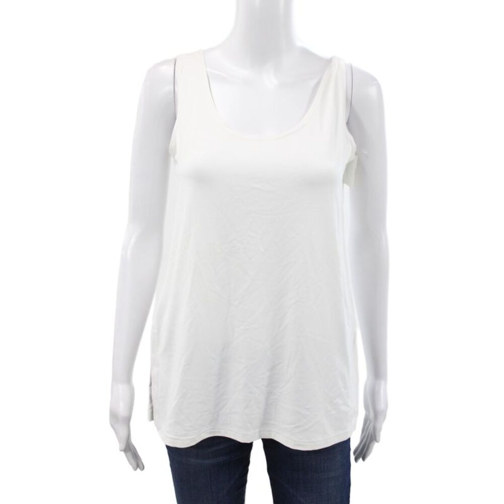 Sympli Women Basic Sleeveless Scoop Neck Tank White Size 6